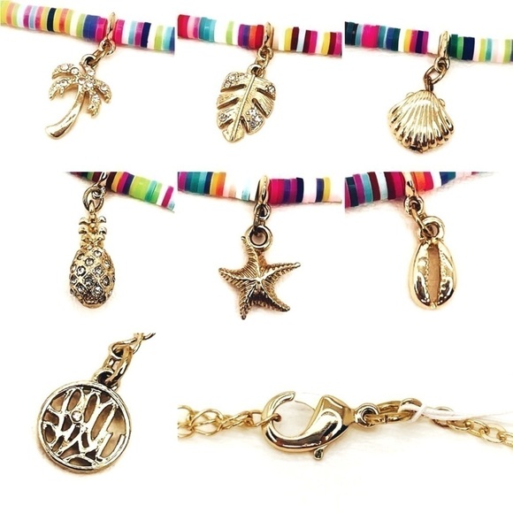 Lilly Pulitzer Tropical Charm Necklace Multicolor Beaded & Gold w/ Rhinestones - Picture 3 of 7